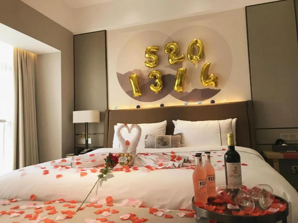 Bed in Echeng Hotel Nanning Jiangnan Wanda Baisha Avenue