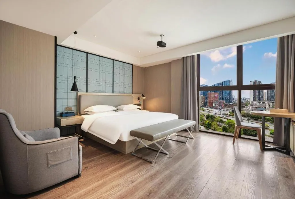 Bed in Echarm Hotel Wuhan Hankou Station Changgang Road Metro Station