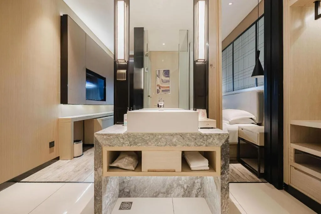 Bed in Echarm Hotel Wuhan Hankou Station Changgang Road Metro Station