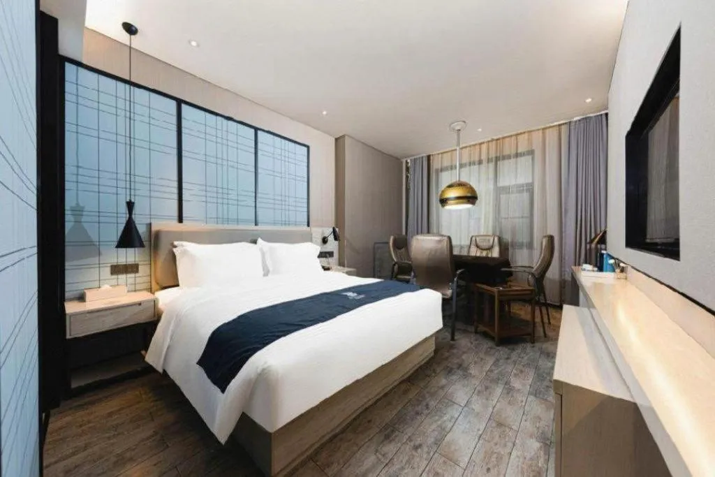 Bed in Echarm Hotel Wuhan Hankou Station Changgang Road Metro Station