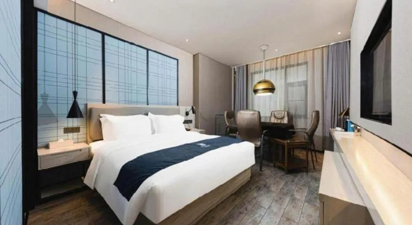 Bed in Echarm Hotel Wuhan Hankou Station Changgang Road Metro Station