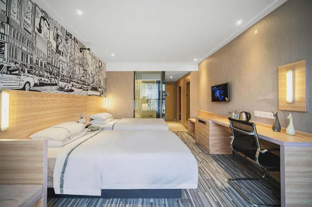 Bed in City Comfort Inn Lichuan Railway Station Tenglong Cave