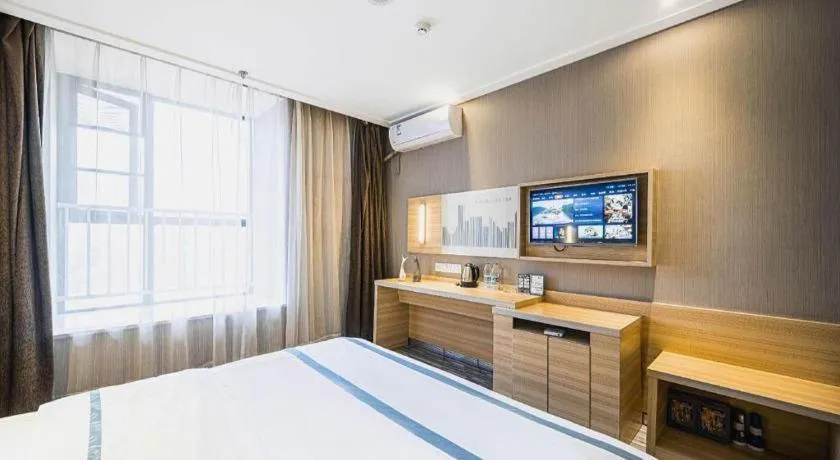 Bed in City Comfort Inn Lichuan Railway Station Tenglong Cave