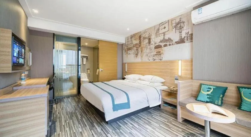 Bed in City Comfort Inn Lichuan Railway Station Tenglong Cave