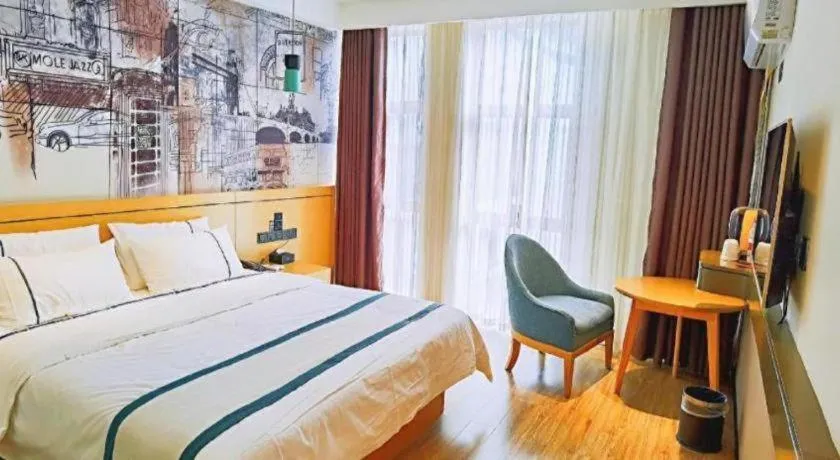 Bed in City Comfort Inn Hezhou Huangyao Ancient Town