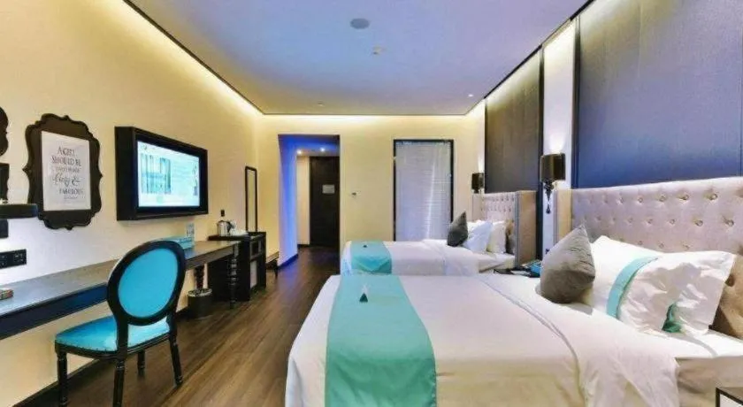 Bed in Xana Hotelle Luzhou High-Speed Railway Station Trading Market Passenger Terminal