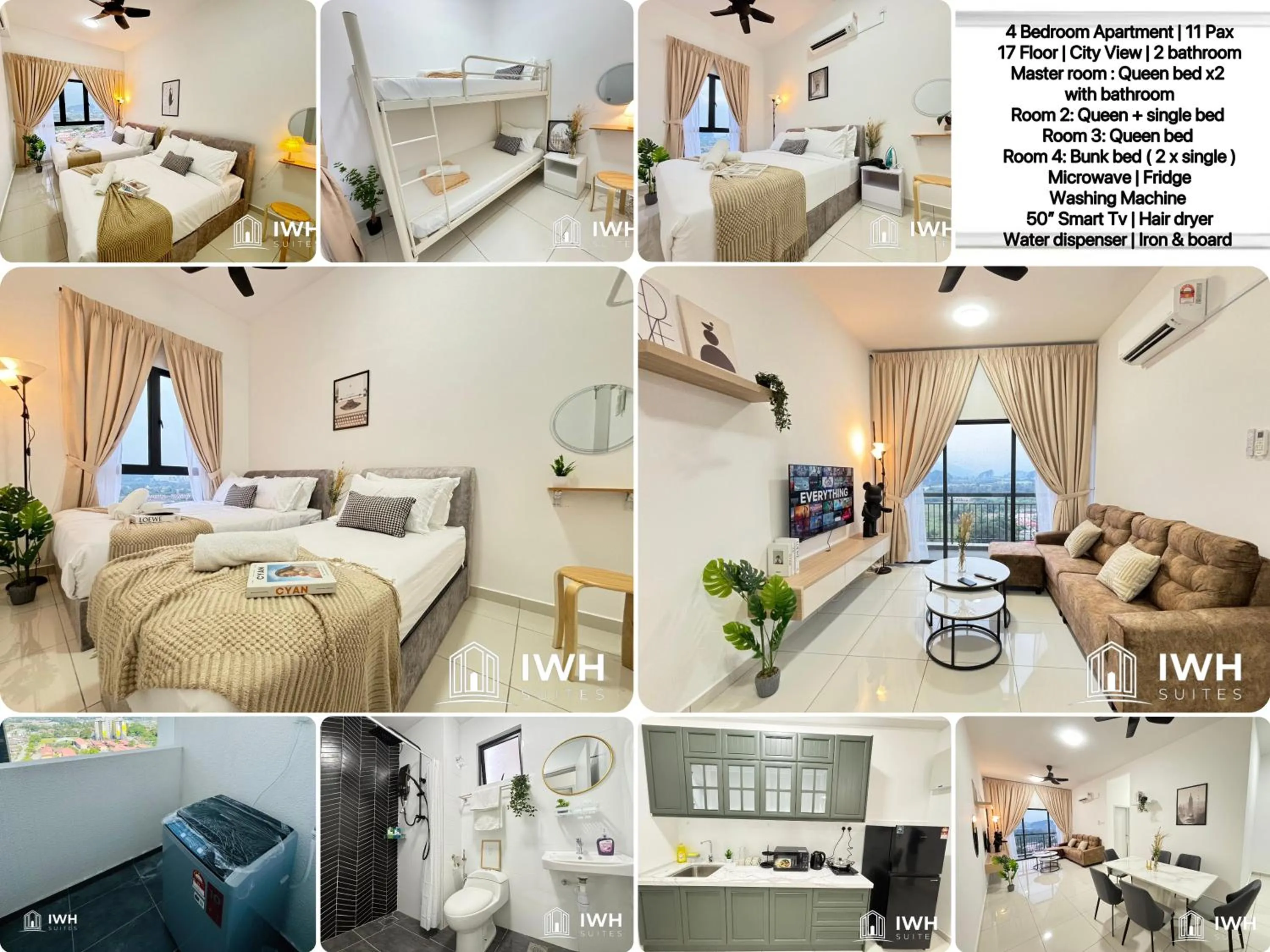 Photo of the whole room, Bed in Ipoh Horizon Skypool Town Suites 4-11pax by IWH Suites