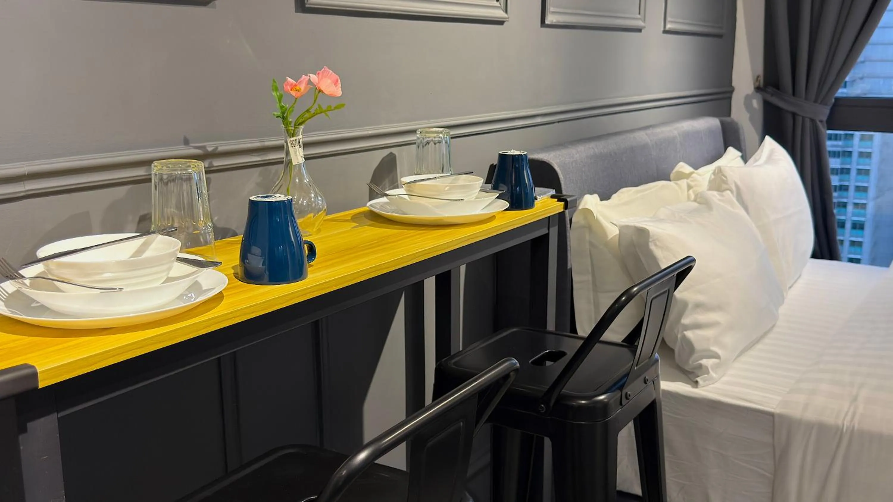 Dining area, Bed in Neu Suites By Serenity Homes Near Gleneagles, KLCC & LRT