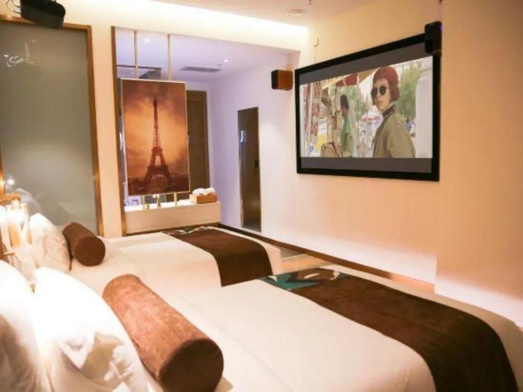 Bed in James Joyce Coffetel Shijiazhuang Wanda Plaza Tangu Metro Station