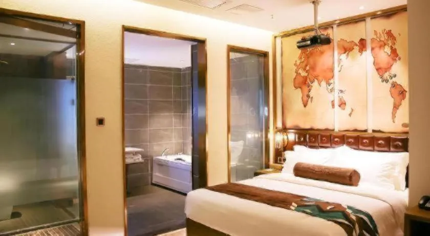 Bed in James Joyce Coffetel Shijiazhuang Wanda Plaza Tangu Metro Station