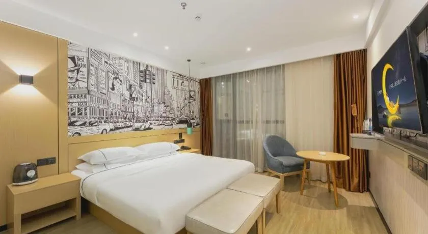 Bed in City Comfort Inn Chengdu Wenjiang Zhujiang Square Guanghua Park Metro Station