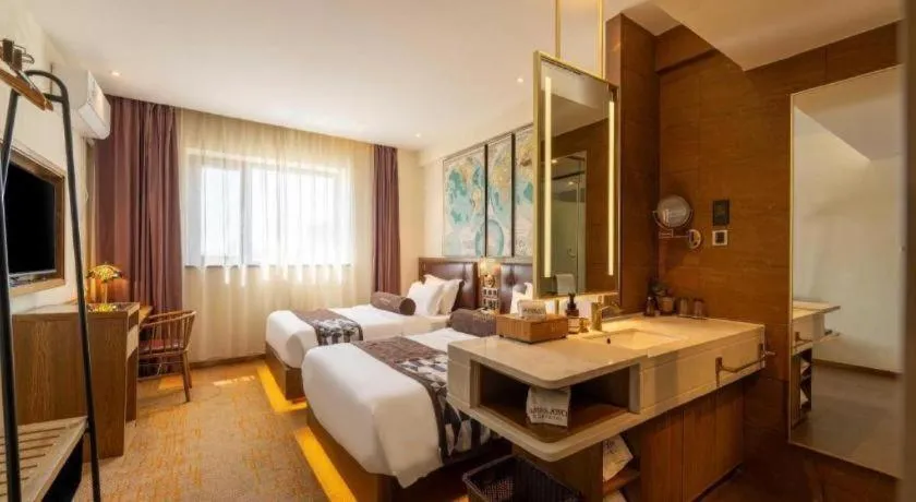 Bed in James Joyce Coffetel Beijing Yizhuang Development Zone Chicheng Times Square