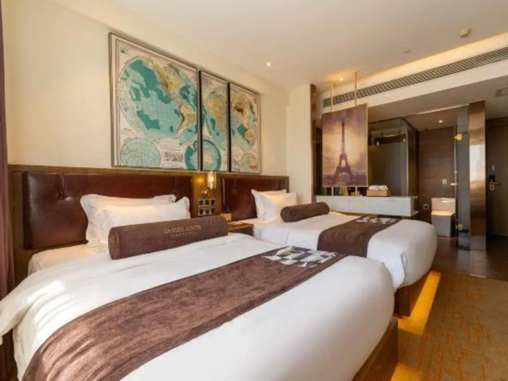 Bed in James Joyce Coffetel Beijing Yizhuang Development Zone Chicheng Times Square