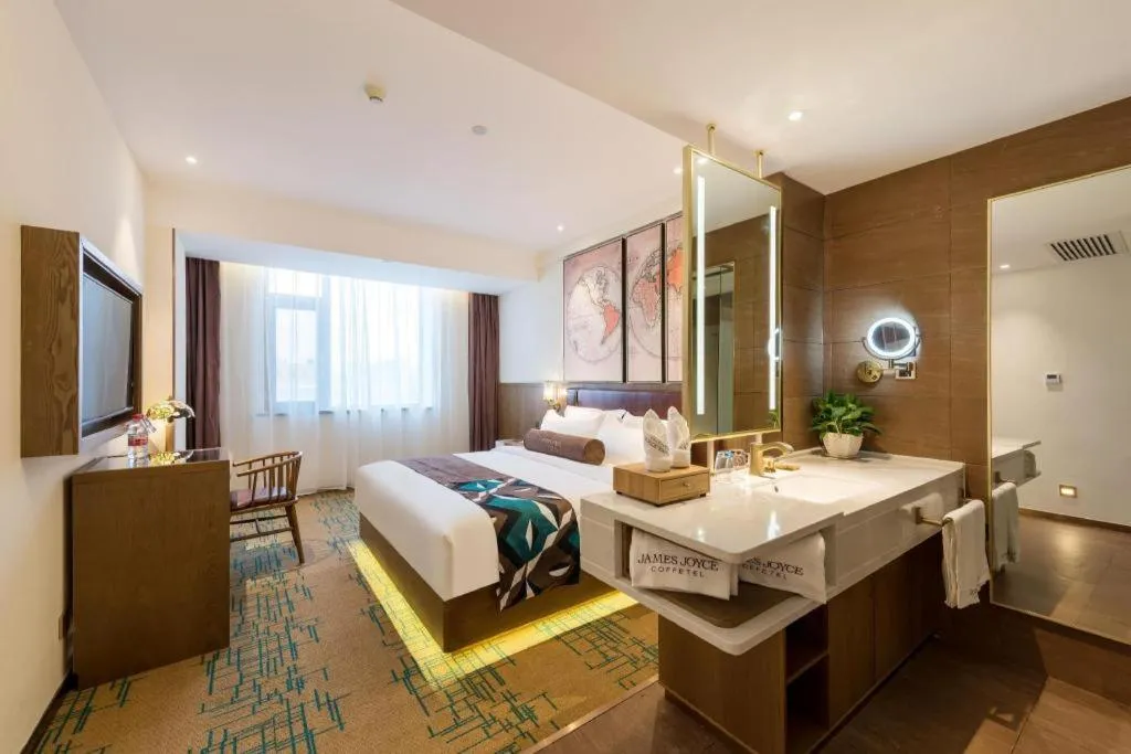 Bed in James Joyce Coffetel Beijing Yizhuang Development Zone Chicheng Times Square