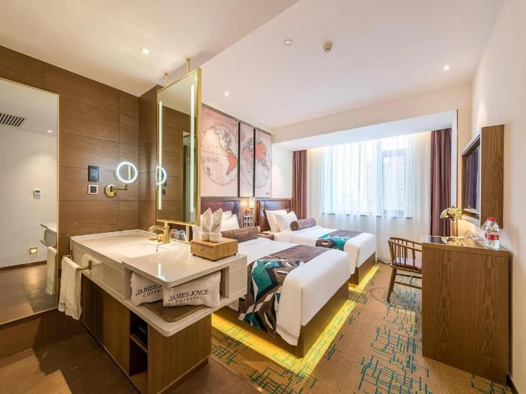 Bed in James Joyce Coffetel Beijing Yizhuang Development Zone Chicheng Times Square
