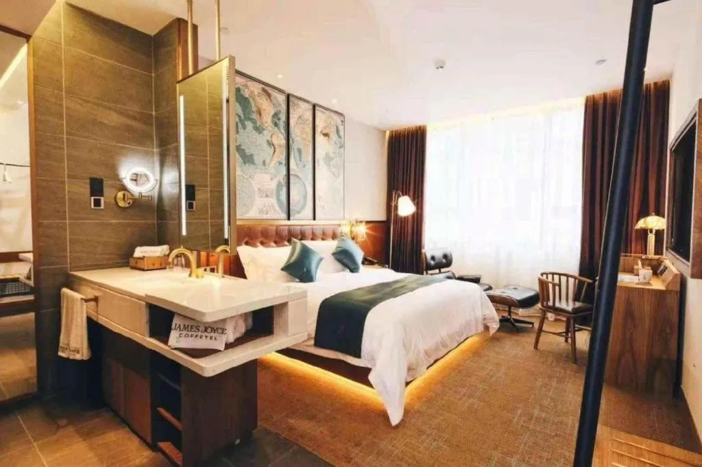 Bed in James Joyce Coffetel Beijing Yizhuang Development Zone Chicheng Times Square