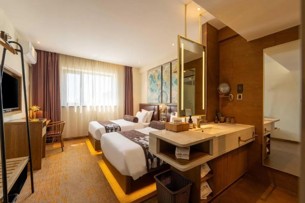 Bed in James Joyce Coffetel Beijing Yizhuang Development Zone Chicheng Times Square