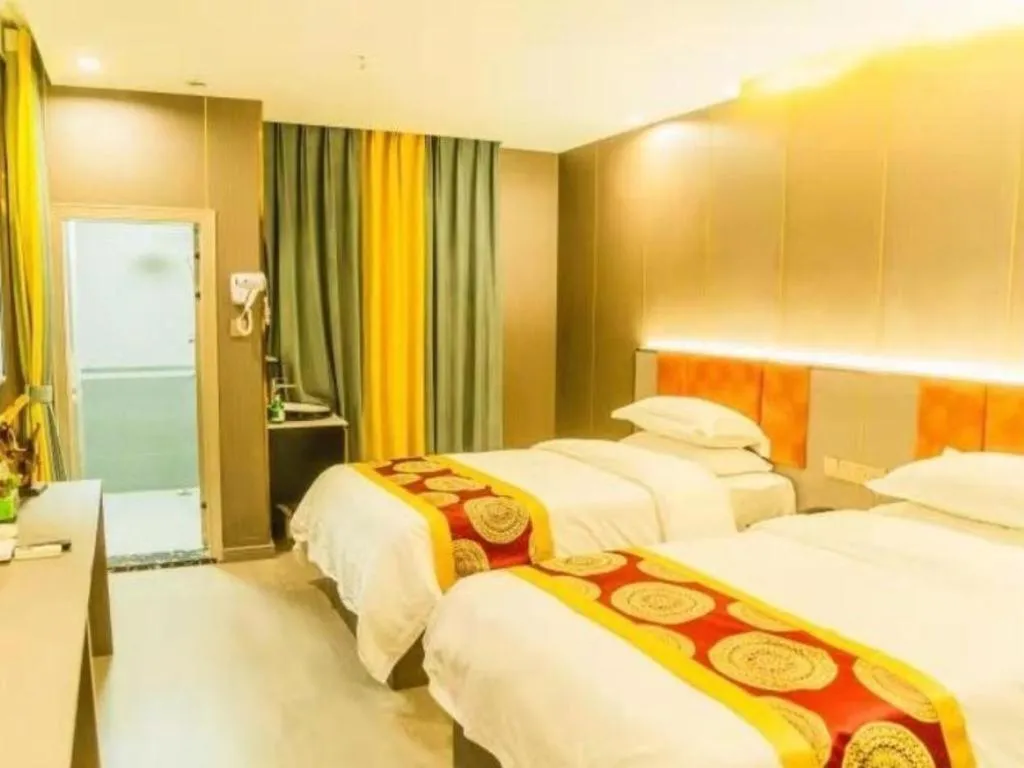 Bed in Shell Hotel Nanyang High-Speed Railway Station Jiangying Airport Huayaocheng