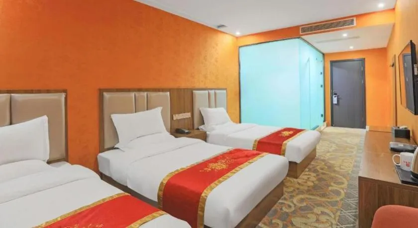 Bed in Shell Hotel Nanyang High-Speed Railway Station Jiangying Airport Huayaocheng