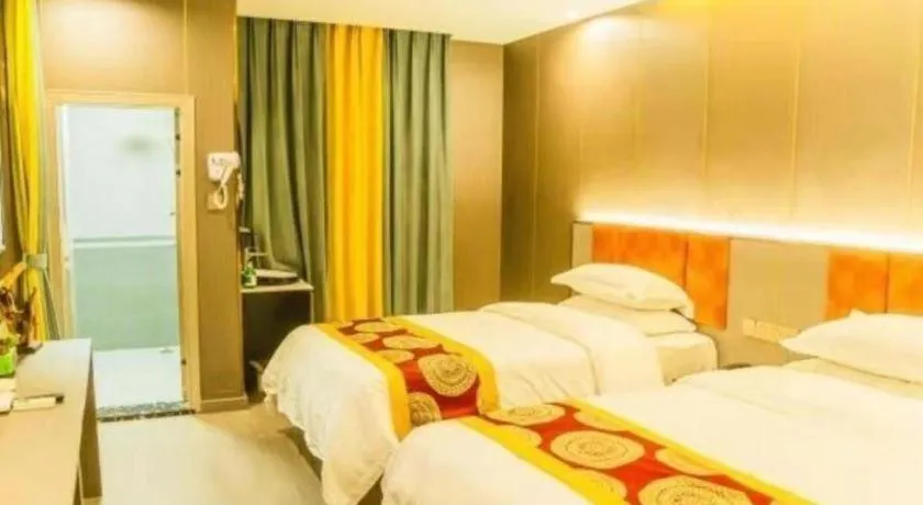 Bed in Shell Hotel Nanyang High-Speed Railway Station Jiangying Airport Huayaocheng