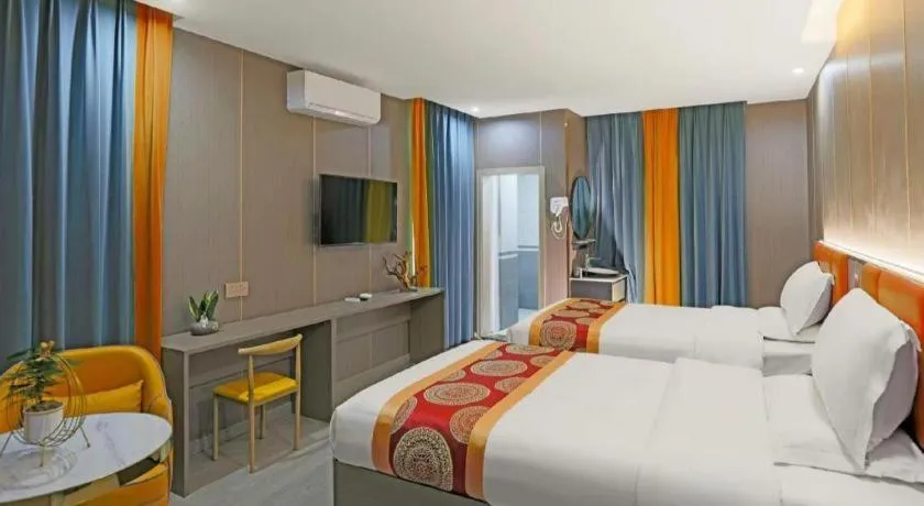 Bed in Shell Hotel Nanyang High-Speed Railway Station Jiangying Airport Huayaocheng