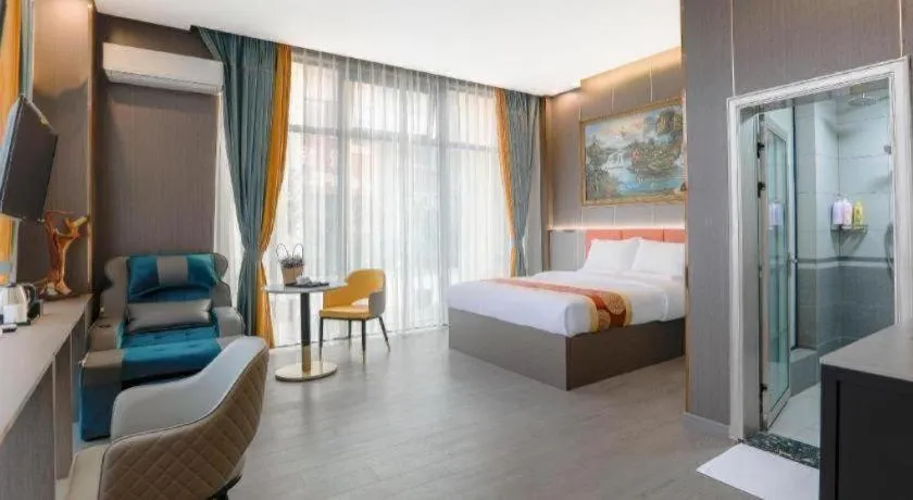 Bed in Shell Hotel Nanyang High-Speed Railway Station Jiangying Airport Huayaocheng