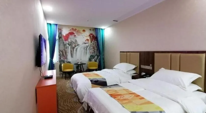 Bed in Shell Hotel Nanyang High-Speed Railway Station Jiangying Airport Huayaocheng