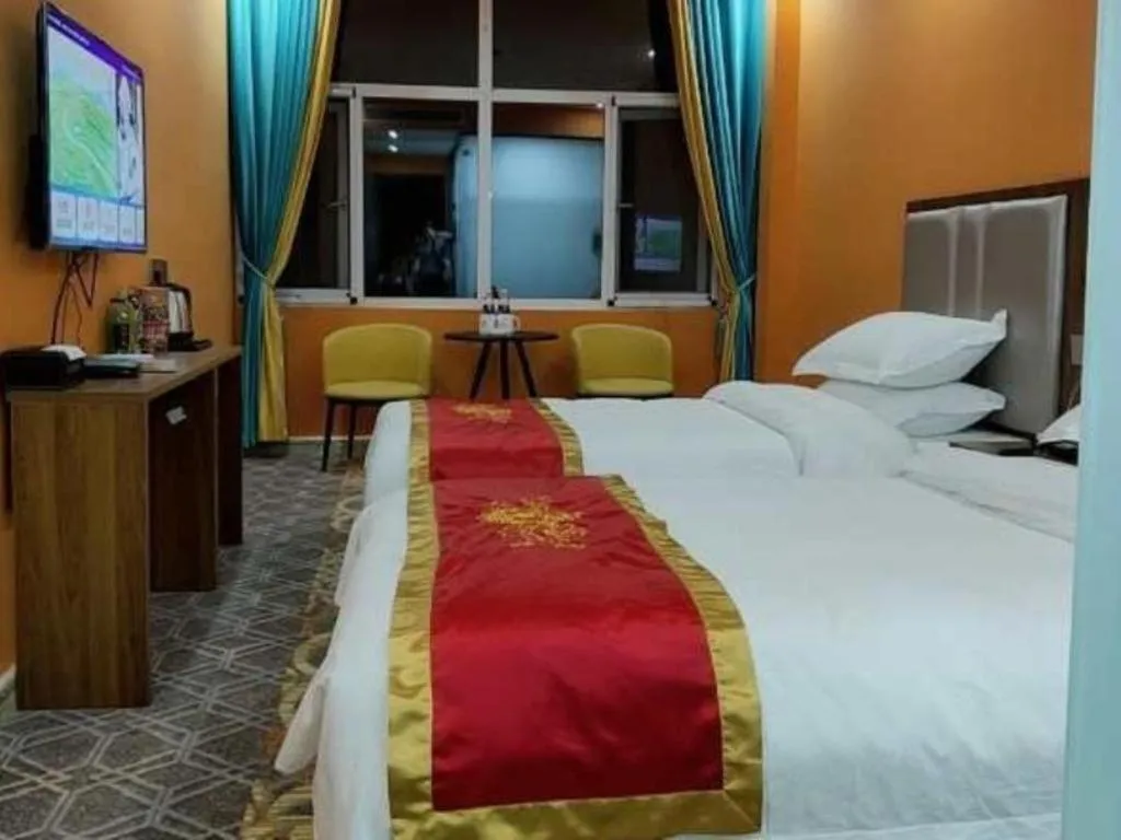 Bed in Shell Hotel Nanyang High-Speed Railway Station Jiangying Airport Huayaocheng