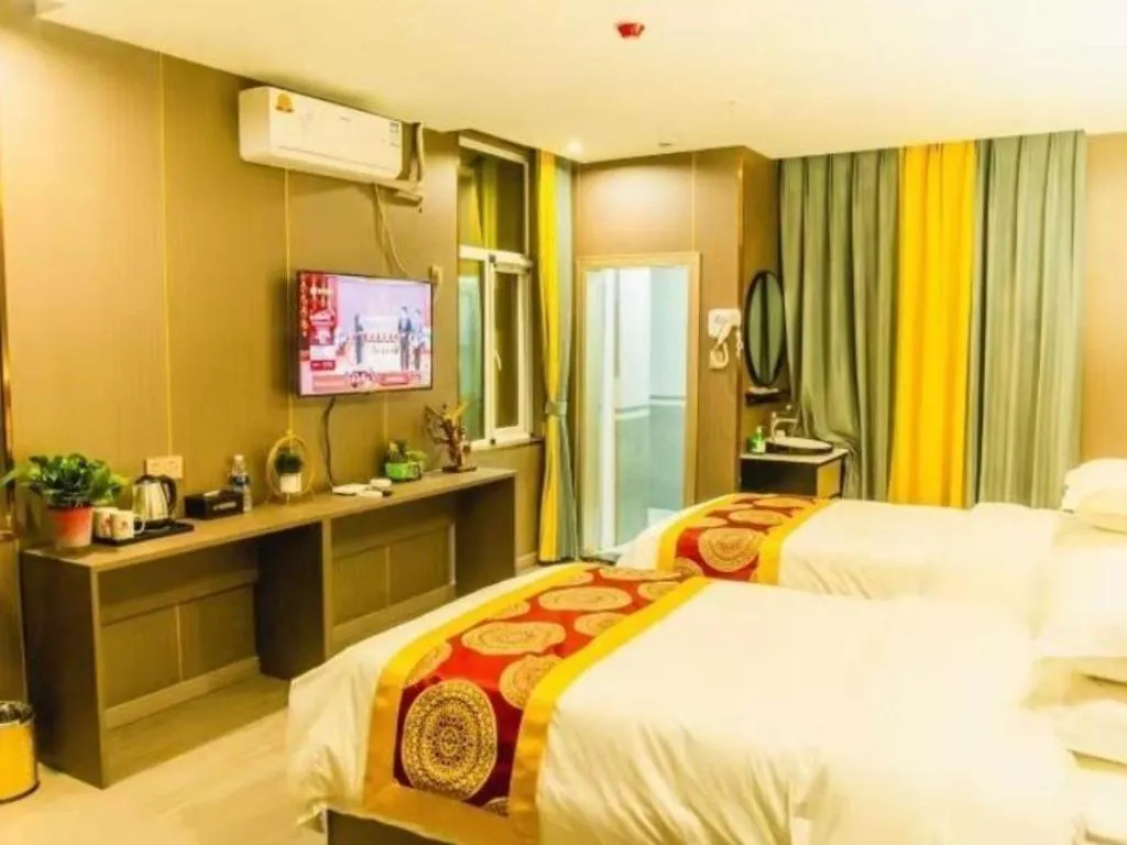 Bed in Shell Hotel Nanyang High-Speed Railway Station Jiangying Airport Huayaocheng