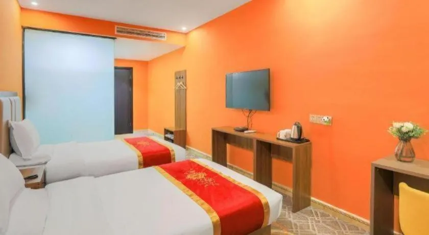 Bed in Shell Hotel Nanyang High-Speed Railway Station Jiangying Airport Huayaocheng