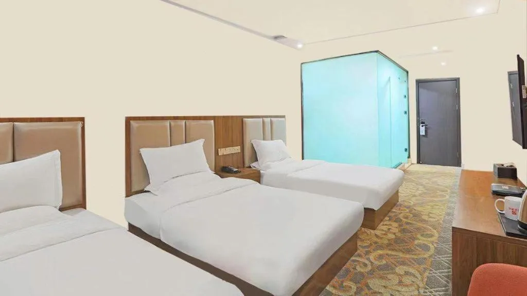 Bed in Shell Hotel Nanyang High-Speed Railway Station Jiangying Airport Huayaocheng