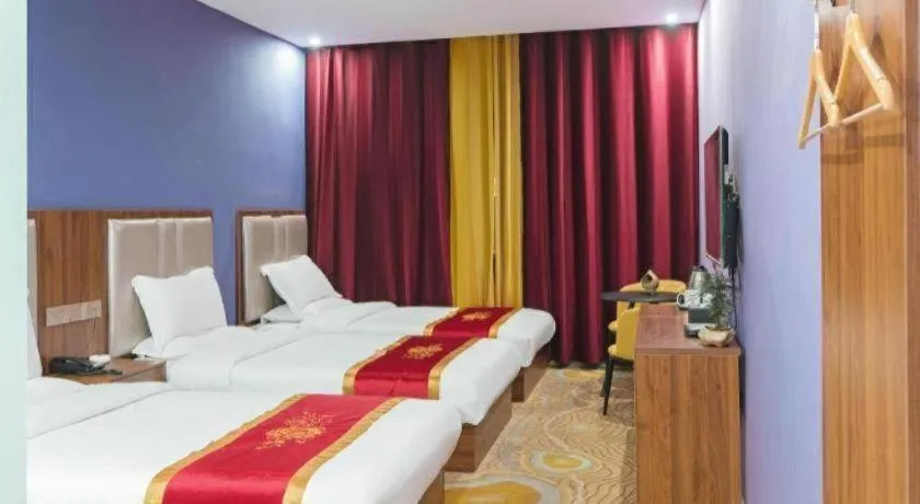 Bed in Shell Hotel Nanyang High-Speed Railway Station Jiangying Airport Huayaocheng