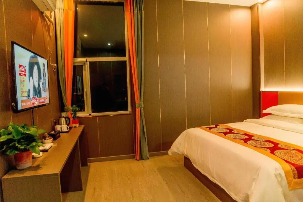 Bed in Shell Hotel Nanyang High-Speed Railway Station Jiangying Airport Huayaocheng