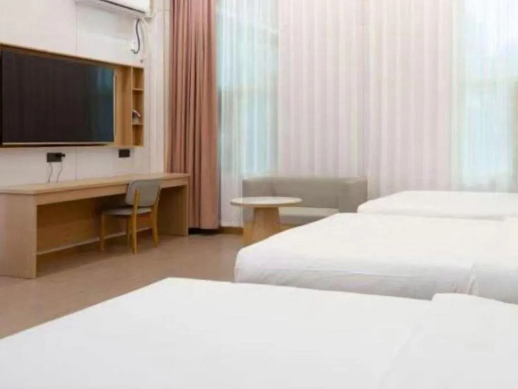 Bed in Shell Hotel Nanyang High-Speed Railway Station Jiangying Airport Huayaocheng