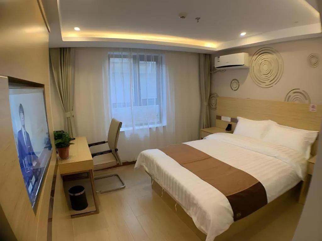 Bed in Shell Hotel Beijing Fangshan District Chengguan Metro Station