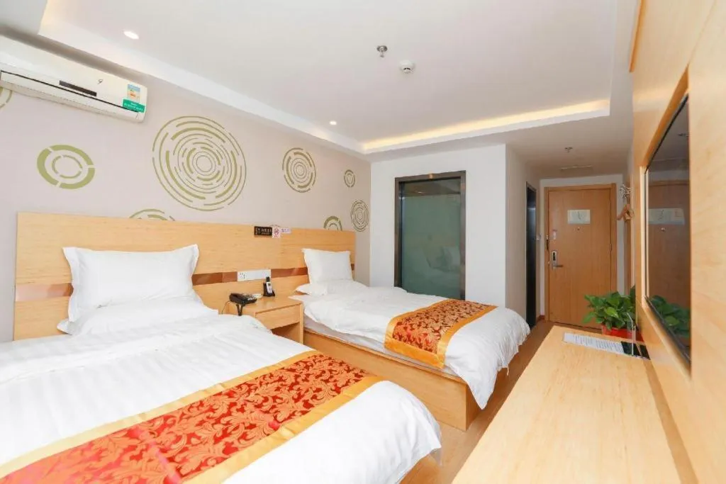 Bed in Shell Hotel Beijing Fangshan District Chengguan Metro Station