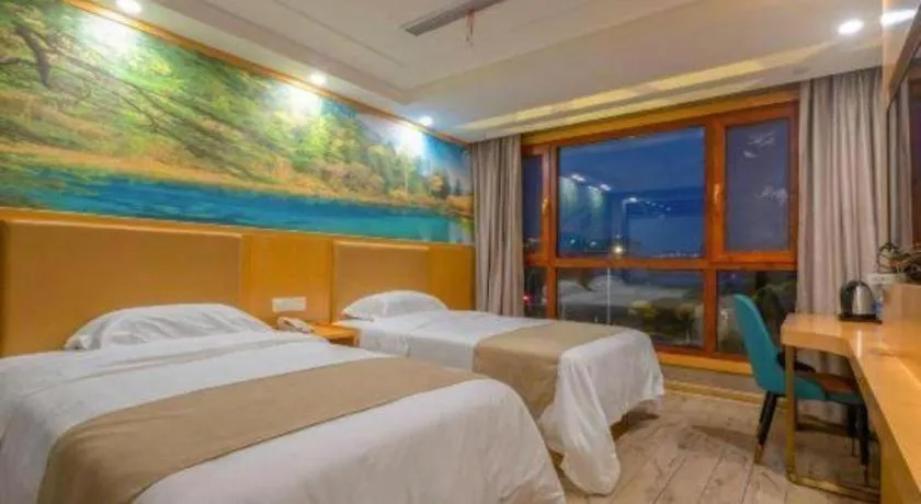 Bed in Shell Hotel Changzhou North Railway Station Global Harbor Metro Station