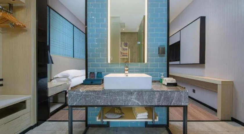 Bed in Echarm Hotel Nanchang Bayi Square Metro Station Wushang MALL