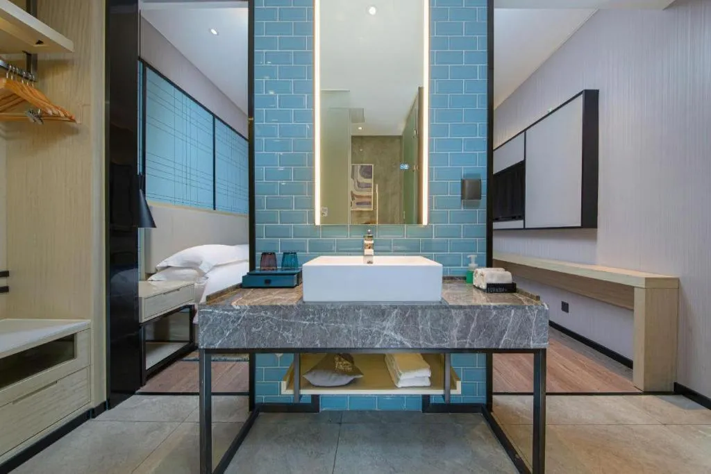 Bed in Echarm Hotel Nanchang Bayi Square Metro Station Wushang MALL