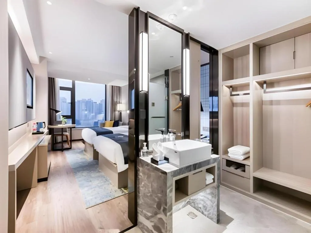 Bed in Echarm Hotel Huzhou Wuyue Plaza Children's Clothing City