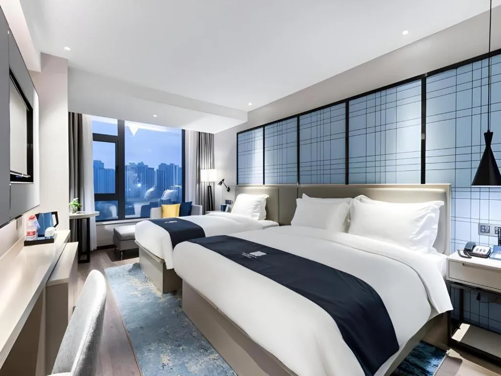 Bed in Echarm Hotel Huzhou Wuyue Plaza Children's Clothing City