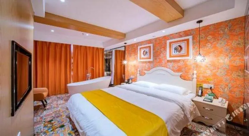 Bed in Echarm Hotel Hefei West Qilitang Metro Station