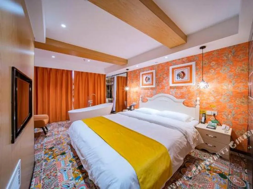 Bed in Echarm Hotel Hefei West Qilitang Metro Station