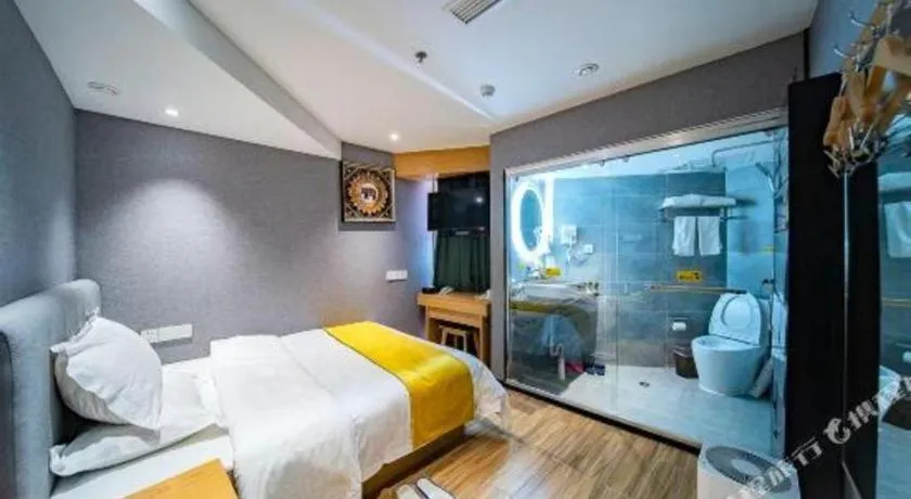 Bed in Echarm Hotel Hefei West Qilitang Metro Station