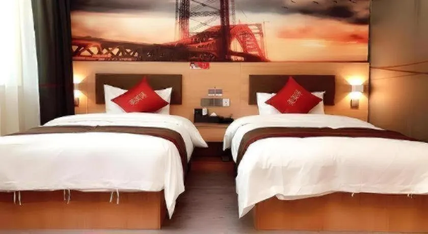 Bed in Thank Inn Hotel Inner Mongolia Baotou Donghe Haode Trade Plaza