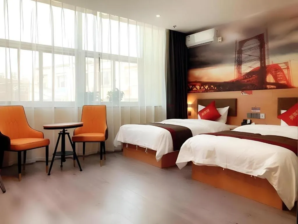 Bed in Thank Inn Hotel Inner Mongolia Baotou Donghe Haode Trade Plaza