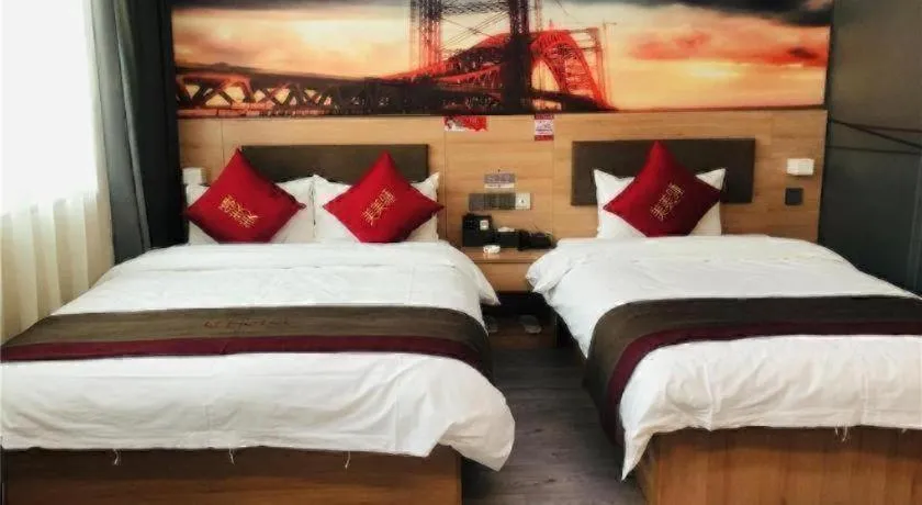Bed in Thank Inn Hotel Inner Mongolia Baotou Donghe Haode Trade Plaza