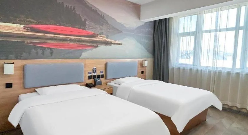Bed in Thank Inn Hotel Shandong Heze Mudan District Bayi Road Pedestrian Street