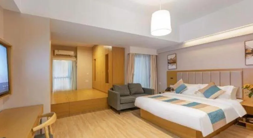 Bed in VX Hotel Wuxi Xinwu District Executive Center Wanda Plaza