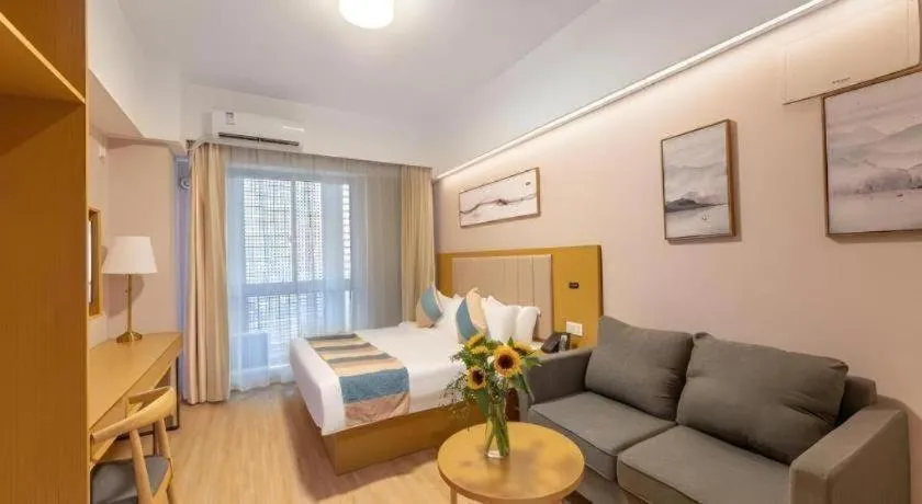 Bed in VX Hotel Wuxi Xinwu District Executive Center Wanda Plaza